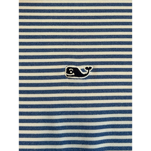 Vineyard Vines Performance Striped Polo Shirt Men's 2XL Blue White Whale Logo - Picture 9 of 10